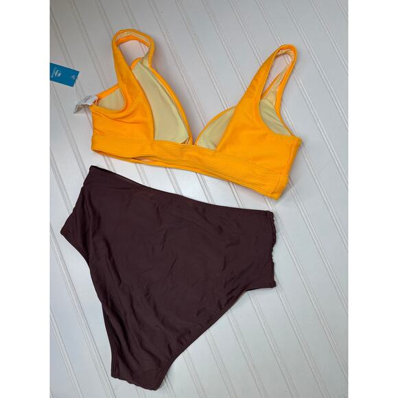 NWT Cupshe Two Piece Swimsuit Bikini Bralette & Triangle High Waist BUNDLE Sz L - Picture 4 of 6